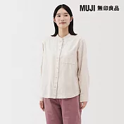 【MUJI 無印良品】女雙面起毛法蘭絨立領長袖襯衫 M 象牙白