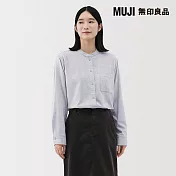 【MUJI 無印良品】女雙面起毛法蘭絨立領長袖襯衫 M 淺灰