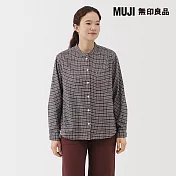 【MUJI 無印良品】女雙面起毛法蘭絨立領長袖襯衫 M 灰格紋