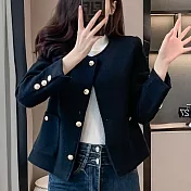 【MsMore】 短款小香風長袖外套# 125646 M 黑色