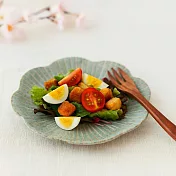 【日本Marusan Kondo】窯燒花形 陶瓷淺盤16.5cm ‧ 綠