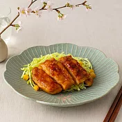 【日本Marusan Kondo】窯燒花形 陶瓷餐盤22cm ‧ 綠