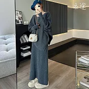 【衣途】慵懶風針織半身裙兩件套裝(KDAQ-073) FREE 灰色