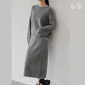 【衣途】復古優雅氣質針織半身裙套裝(KDAQ-124) FREE 灰色