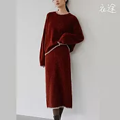 【衣途】復古優雅氣質針織半身裙套裝(KDAQ-124) FREE 深紅