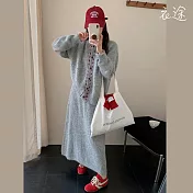 【衣途】復古毛衣開襟衫半身裙套裝兩件套裝(KDAQ-081) FREE 淺灰