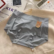 【唯蜜色】純色冰絲中腰薄款透蠶絲透氣女用三角褲 L 灰色