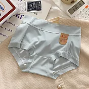 【唯蜜色】純色冰絲中腰薄款透蠶絲透氣女用三角褲 L 藍色