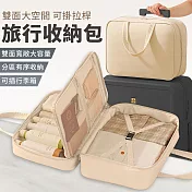 【EZlife】手提牛津布防水旅行拉桿收納包 米色