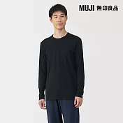 【MUJI 無印良品】男棉保暖圓領長袖T恤 M 黑色