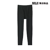 【MUJI 無印良品】男棉保暖全長緊身褲 M 黑色