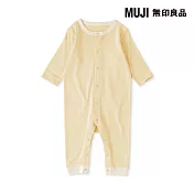 【MUJI 無印良品】新生兒無側縫針織長袖連身衣 60 淺黃