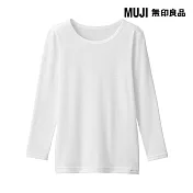 【MUJI 無印良品】兒童棉保暖圓領長袖T恤 110 柔白