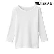 【MUJI 無印良品】幼兒棉保暖圓領長袖T恤 90 柔白