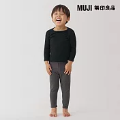 【MUJI 無印良品】幼兒棉保暖圓領長袖T恤 90 黑色