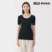 【MUJI 無印良品】女棉保暖短袖T恤 M 黑色