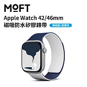 美國MOFT Apple Watch 42mm 磁吸防水矽膠錶帶 繽紛配色 一秒吸附 海峽藍+迷霧灰