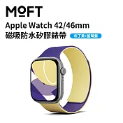 美國MOFT Apple Watch 46mm 磁吸防水矽膠錶帶 繽紛配色 一秒吸附 布丁黃+藍莓紫