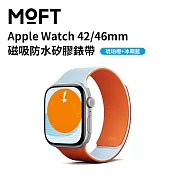 美國MOFT Apple Watch 46mm 磁吸防水矽膠錶帶 繽紛配色 一秒吸附 琥珀橙+冰霧藍