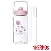 【THERMOS膳魔師】Hello Kitty (貝殼篇)附吸管組輕水瓶2000ml(TP436TKT-SSFM)