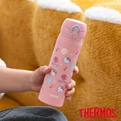 【THERMOS膳魔師】HelloKitty不鏽鋼超輕量彈蓋真空保溫瓶500ml(JNL-504KT-SSFM)