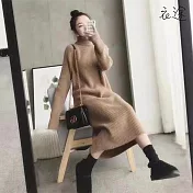 【衣途】高領內搭連衣裙(KDSQ-01) FREE 卡其