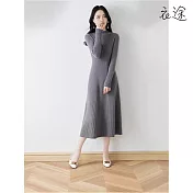 【衣途】修身半高領毛衣裙(KDSQ-70) FREE 鉛色