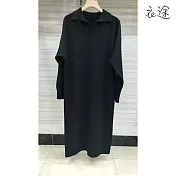 【衣途】polo領寬鬆厚毛衣針織連衣裙(KDSQ-051) FREE 黑色