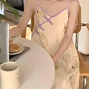 【AnZa】中式帶胸墊居家服睡衣連身裙(5色)    FREE 紫羅蘭