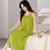 【AnZa】雲朵棉帶胸墊居家裙長裙連身裙(2色)    FREE 蘋果綠