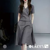 【Lockers 木櫃】減齡顯瘦兩件套裝 L114091003 短袖灰色M