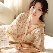【AnZa】日式和服棉料碎花居家睡衣睡袍(3色)     FREE 黃橙小兔