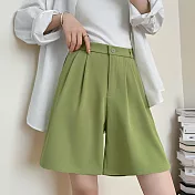 【AnZa】高腰顯瘦五分西裝短褲(4色)    M 淺綠
