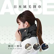 日本AUBE 2way純色鈕扣式絨毛圍脖 深藍