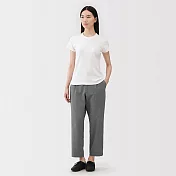 【MUJI 無印良品】女透氣彈性泡泡紗舒適錐形褲 S 深灰