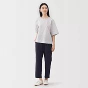 【MUJI 無印良品】女透氣彈性泡泡紗舒適錐形褲 S 深藍
