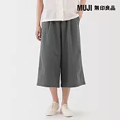 【MUJI 無印良品】女透氣彈性泡泡紗舒適八分褲 S 深灰