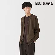 【MUJI 無印良品】男二重織V領開襟衫 S 棕色