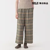 【MUJI 無印良品】女法蘭絨長褲 M 摩卡棕格紋