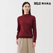 【MUJI 無印良品】女水洗羊毛高密織半高領針織衫 L 紅色