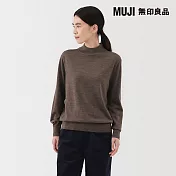 【MUJI 無印良品】女水洗羊毛高密織半高領針織衫 S 摩卡棕