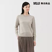 【MUJI 無印良品】女羊毛可水洗高密織圓領針織衫 XL 粉米