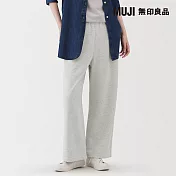 【MUJI 無印良品】女裏毛寬版褲 S 淺灰