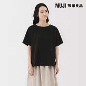 【MUJI 無印良品】女透氣彈性泡泡紗短袖套衫 S 黑色