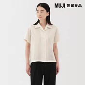【MUJI 無印良品】女透氣彈性泡泡紗開領短袖襯衫 S 柔白