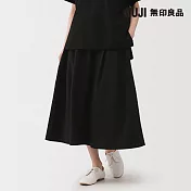 【MUJI 無印良品】女透氣彈性泡泡紗舒適裙 M 黑色