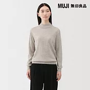 【MUJI 無印良品】女水洗羊毛高密織半高領針織衫 XL 粉米