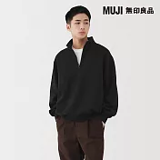 【MUJI 無印良品】男半拉鍊裏毛衫 M 黑色