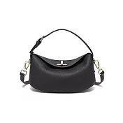 O-ni O-ni全新品精選優質頭層牛設計師款輕便休閒大牌同款立體轉扣多功能水桶包(品質保證)(bag-6141) 黑色