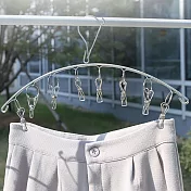 E.City_不鏽鋼防風扣弧形6夾衣架3入 銀